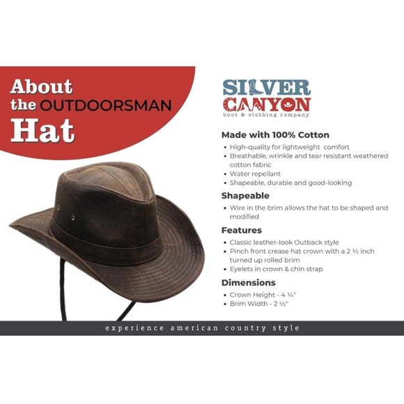 ✨Weathered Outback Outdoorsmen Shapeable Western Hat with Chin Cord, Brown ✨ - Picture 3 of 15